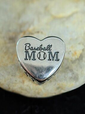 Pandora Baseball Mom Exclusive Travel Heart Charm, S925 Silver Jewelry (Women's)